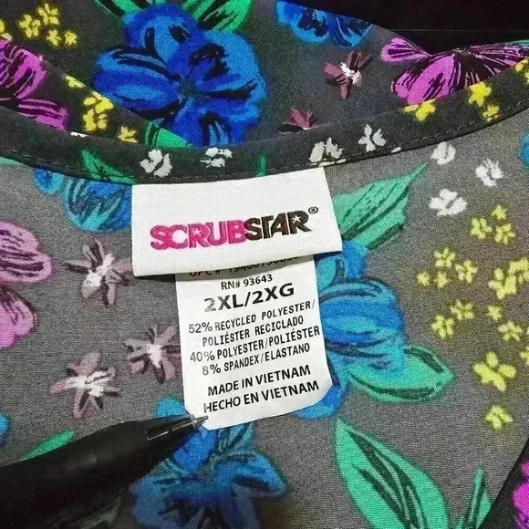 Scrubstar Womens Floral V-Neck Scrub Top Ultra Soft Breathable Flowers S, M, 3XL - Picture 3 of 8